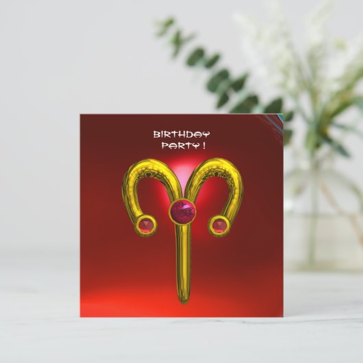 Faire-part ARIES RUBY, jaune vif rouge (Debout devant)