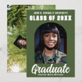 Faire-part Armée Green Graduate Photo Moderne Arc Graduation (Devant / Derrière)