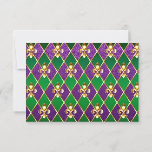 Faire-part Arrière - plan de bijoux Mardi Gras (Devant)