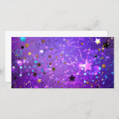 Faire-part Arrière - plan de feuille violet avec étoiles (Devant / Derrière)