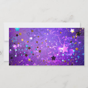 Faire-part Arrière - plan de feuille violet avec étoiles