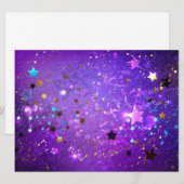 Faire-part Arrière - plan de feuille violet avec étoiles (Devant / Derrière)