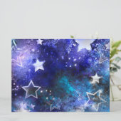 Faire-part Arrière - plan spatial avec étoiles (Debout devant)