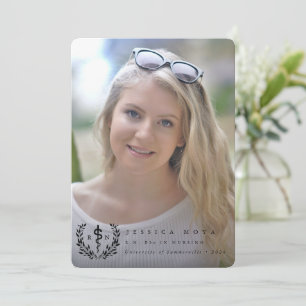 Faire-part Asclepius noir RN Infirmière inscrite diplômée