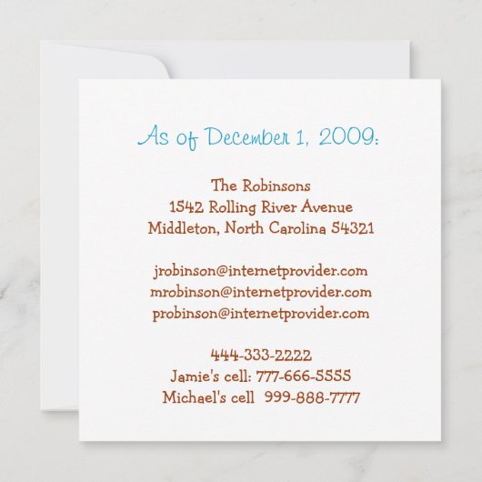 Faire-part "Attrapez-nous dans notre nouvel emplacement" chan (Dos)