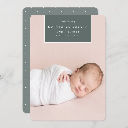 Faire-part Au carré | Naissance de la photo verticale (Devant / Derrière)