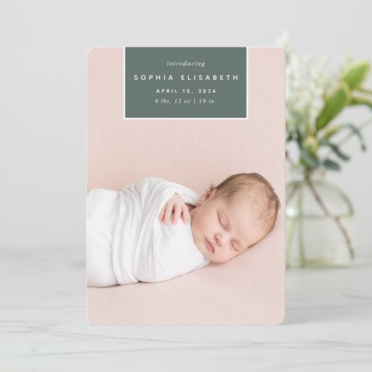 Faire-part Au carré | Naissance de la photo verticale (Debout devant)