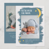 Faire-part Au-dessus de la lune Photo de naissance d'un garço (Devant / Derrière)