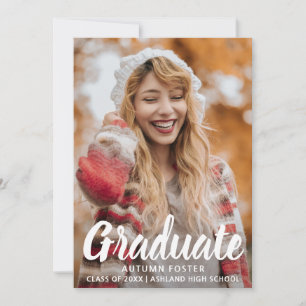 Faire-part Audacieuse Typographie Photo Moderne Graduation