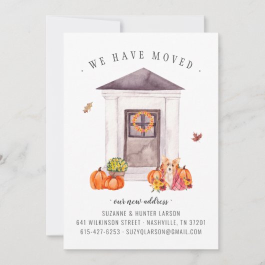Faire-part Automne Cozy | Annonce de déménagement de porte d' (Devant)