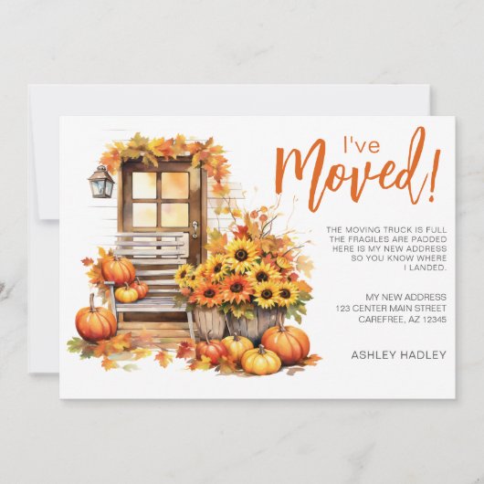 Faire-part Automne Quitte la porte d'entrée Citrouille (Devant)