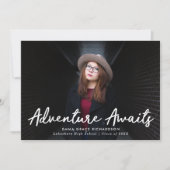 Faire-part Aventure Attend Script Green Photo Graduation (Devant)