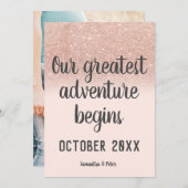 Faire-part Aventure de blush rose gold glitter photo grossess (Devant / Derrière)