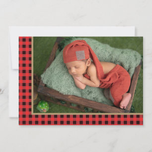 Faire-part Aventure de début de bébé en rouge à carreaux de c