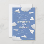 Faire-part avion en papier plié avion enfant anniversaire (Devant)