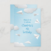 Faire-part avion plié en papier avions filles anniversaire (Devant / Derrière)