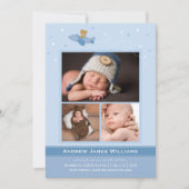 Faire-part Avion Teddy Baby Boy Blue et Slate Photo Birth (Devant)
