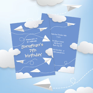 Faire-part avions en papier pliés volants pour l'anniversaire