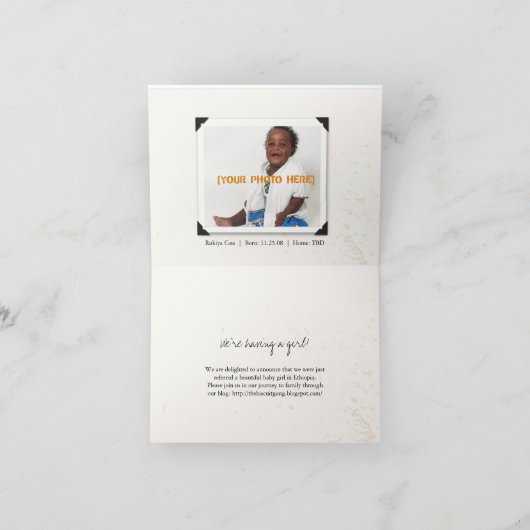 Faire-part Avis de renvoi concernant l'adoption éthiopienne (Intérieur)