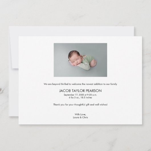 Faire-part Baby Birth Custom Photos Nouveau-né Introduction (Dos)