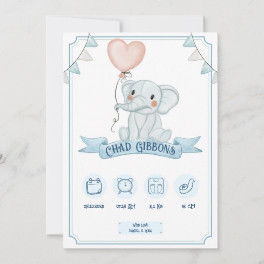 Faire-part Baby Boy Birth Announcement (Devant)