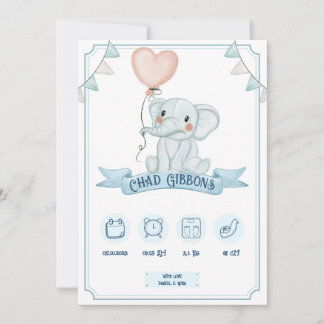 Faire-part Baby Boy Birth Announcement