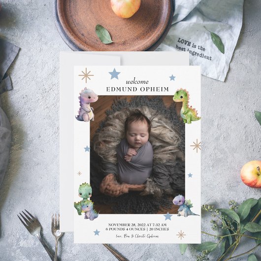 Faire-part Baby Boy Dinosaur Photo de naissance