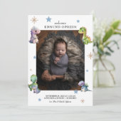 Faire-part Baby Boy Dinosaur Photo de naissance (Debout devant)