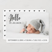 Faire-part Baby boy Hello superposition photo moderne minimal (Devant / Derrière)