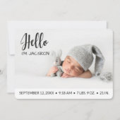 Faire-part Baby boy Hello superposition photo moderne minimal (Devant)
