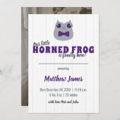 Faire-part Baby Boy Horned Frog Purple Vertical Baby (Devant / Derrière)