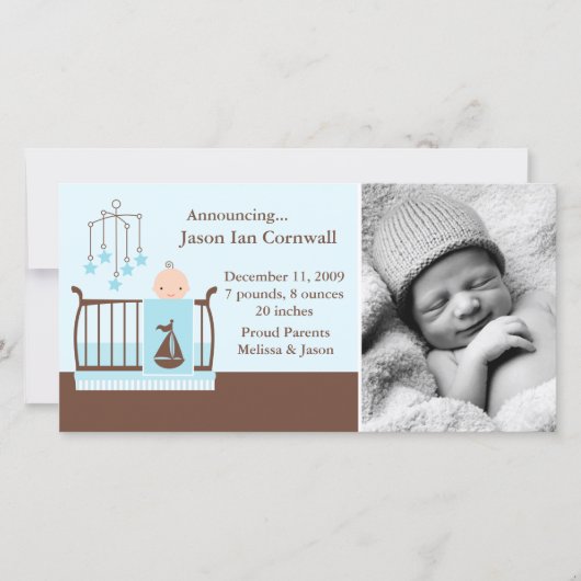 Faire-part Baby Boy in Crib Photo Annonces de naissance (Devant)