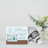 Faire-part Baby Boy in Crib Photo Annonces de naissance (Debout devant)