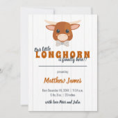 Faire-part Baby Boy Longhorn brûlé Orange Vertical Birth (Devant)