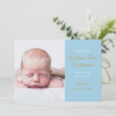 Faire-part Baby Boy Modern Gold Script Photo Naissance (Debout devant)