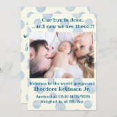 Faire-part Baby Boy Nouvelle arrivée (Devant / Derrière)