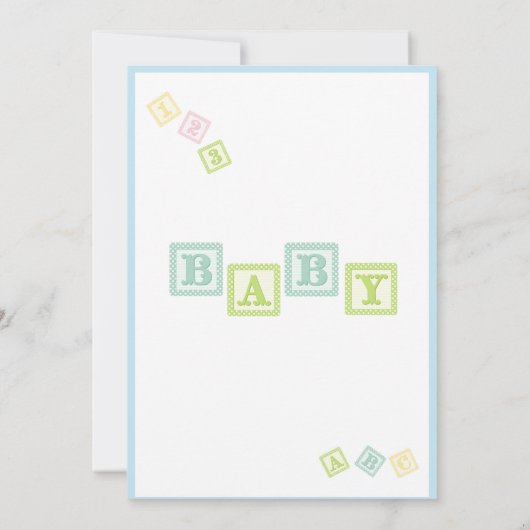 Faire-part Baby Boy Photo ABC Blocs Bleu Nouveau-né Naissance (Dos)