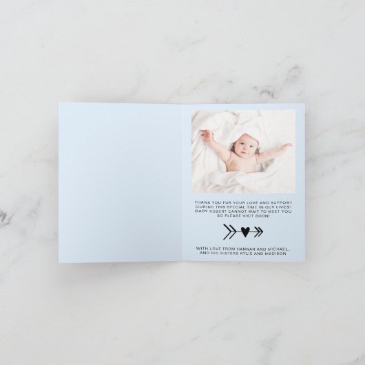 Faire-part Baby Boy Photo Merci bleu naissance (Intérieur)