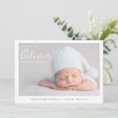 Faire-part Baby Boy Photo Nom moderne Script Naissance (Debout devant)