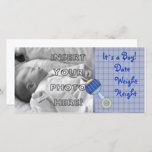 Faire-part Baby Boy Rattle (Devant / Derrière)