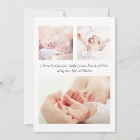 Faire-part Baby Boy Simple Moderne Multi Photo Blue Naissance (Dos)