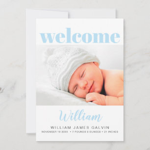 Faire-part Baby Boy Simple Moderne Multi Photo Blue Naissance