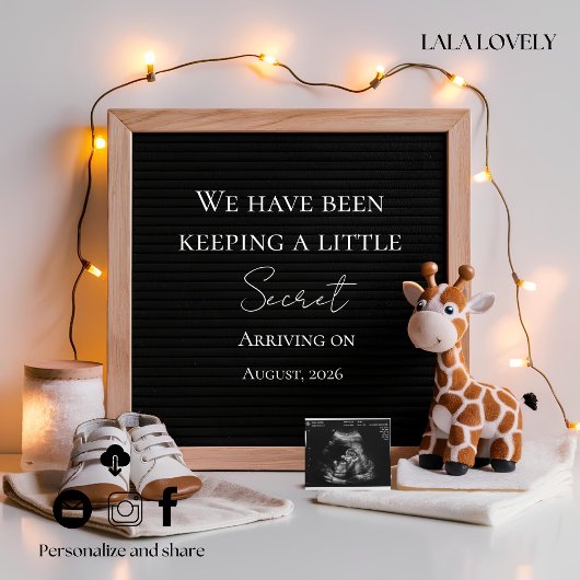 Faire-part  Baby Giraffe Neutral  pregnancy announcement card