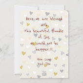 Faire-part Baby Girl avec son lapin Nouveau Arrivée (Dos)