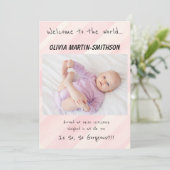 Faire-part Baby Girl Nouvelle arrivée (Debout devant)
