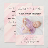 Faire-part Baby Girl Nouvelle arrivée (Devant / Derrière)