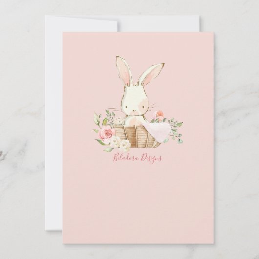 Faire-part Baby Girl Pink Script mignonne Élégant bébé naissa (Dos)