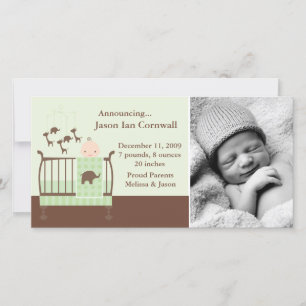 Faire-part Baby in Green Crib Photo Annonces de naissance