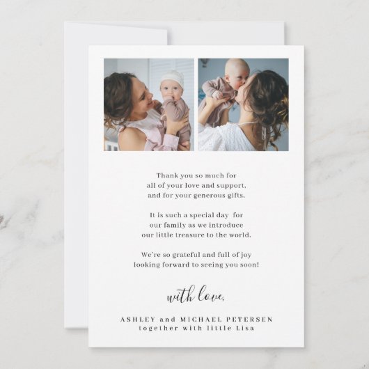 Faire-part Baby photo merci script simple photo naissance (Dos)