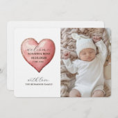 Faire-part Baby Photo Modern Heart Birth Announcement Card (Devant / Derrière)